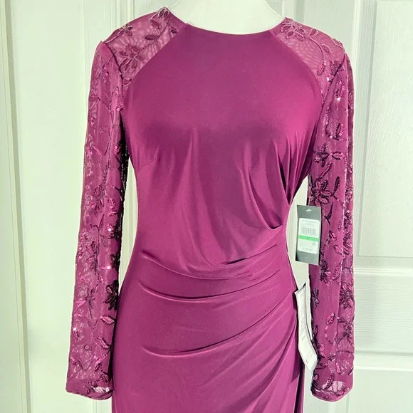 Jessica Howard Burgundy Long Sleeve Dress - Picture 7 of 11